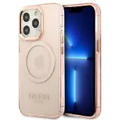 GUESS GUHMP13LHTCMP iPhone 13 Pro/13 6.1" Rosa/Rosa Hard Case Gold Outline Translucent MagSafe