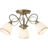 QAZQA Klassisk taklampe bronse med opalt glass 3 lys - Katarina