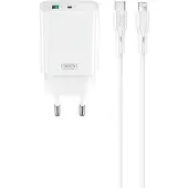 XO CE30 hurtiglader 30W – USB-C PD / USB-vegglader med Lightning-kabel