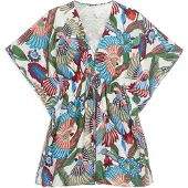 Gisela Tropical Print Caftan Kort Ermet Kjole
