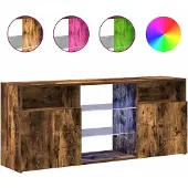 vidaXL TV-benk med LED-lys røkt eik 120x30x50 cm