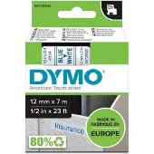 Dymo Merkebånd D1 12 mm, blå på hvit