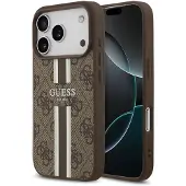 GUESS 4G MagSafe-etui med trykte striper til iPhone 17 Pro – brunt