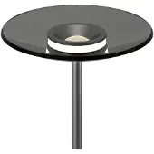 Pure LED-gulvlampe Moon, platina, røykfarget glass, 180 cm