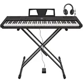 Gear4Music SDP-3 Scenepiano fra + Stativ Pedal og Hodetelefoner