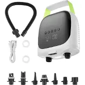 Vevor Padlebrettpumpe, 20PSI høytrykk, oppladbart batteridrevet, to-trinns elektrisk SUP-luftpumpe med automatisk avstenging og tømmingsfunksjon, ideell for oppblåsbart padlebrett, telt og madrass
