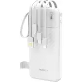 Dudao K11 Pro 20000mAh Powerbank med innebygde USB-kabler - Hvit