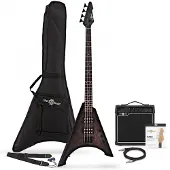 Gear4Music Harlem V Bassgitar + 15W Forsterkerpakke Svart