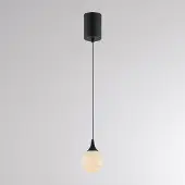 Molto Luce LED-hengelampe ARE, svart, alabast, Ø 10 cm, CCT, DALI