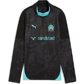 Puma Olympique de Marseille Training Quarter-Zip Top Youth, Clothing, Black/Aqua, 11-12Y