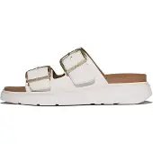 FitFlop for woman. B1J-194 Gen-FF Buckle Two-Bar Leather Slides ? Urban White (6.5), Flat, Casual