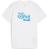 Puma Olympique de Marseille FtblCulture Tee Youth, Clothing, White/Azure, 9-10Y