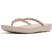 FitFlop for woman. JC8-D46 Nude iQushion Multi-Crystal Ergonomic Flip Flops (37), Flat, None, Beachwear