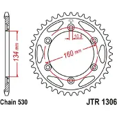 JT Sprockets 530 Jtr1306.40zbk Steel Bakre Tannhjul