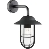 Searchlight Utendørs vegglampe Toronto, svart IP44, stål, glass, E27