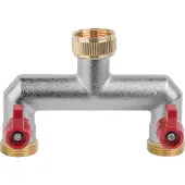 Bradas BR-3034 2-veis vannfordeler med ventiler GW 3/4 til 2x GZ 3/4, messing