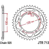 JT Sprockets 525 Jtr713.42 Steel Bakre Tannhjul