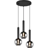 TRIO Moderne pendellampe svart med røykglass 3 lys - Clayton