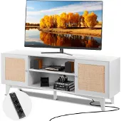 Vevor TV-stativ i rotting 191 cm TV Boho TV-skap hvitt TV-skap