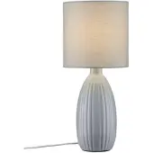 PR Home Uno bordlampe, lys grå, høyde 47 cm, tekstil/keramikk