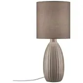 PR Home Bordlampe Uno, brun, høyde 37 cm, tekstil/keramikk