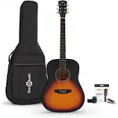 Gear4Music Dreadnought Akustisk Gitar & Tilbehørspakke fra Sunburst