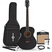 Gear4Music Student Venstrehendt Elektroakustisk Gitar + 15W Forsterkerpakke Svart