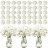 Vevor kunstige blomster, 305 stk. ekte hvit silkehortensia i bulk, hvit imitert utdrikningslag med stilker for gjør-det-selv bryllupsbuketter, borddekorasjoner til hjemmet, festborddekorasjoner