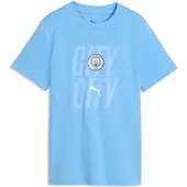 Puma Manchester City ftblCulture Tee Youth, Clothing, Light Blue Guppy, 13-14Y
