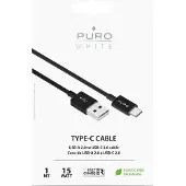 Puro hvit USB-A USB-C-kabel 1 m - svart