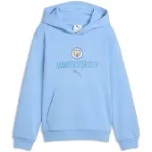 Puma Manchester City ftblCulture Hoodie Youth, Clothing, Light Blue/Dewdrop, 15-16Y