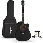 Gear4Music Dreadnought Cutaway Elektroakustisk Gitar & Tilbehørspakke fra Svart