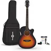 Gear4Music Single Cutaway Akustisk Gitar & Tilbehørspakke fra Sunburst