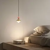 Zambelis LED-hengelampe 25100, messing/rød, Ø 14 cm, metall/glass/keramikk