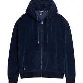 Superdry for woman. W2012369A Navy blue velour hooded zip-up jumper (M), Casual, Cotton