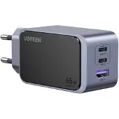 UGREEN Nexode Air 65 W vegglader, 3 porter, 2 USB-C + 1 USB-A, grå