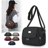 INF Stilig 2025 Nylon Crossbody-veske for kvinner Black