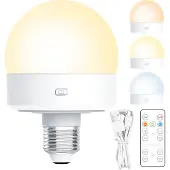 INF Oppladbar LED-pucklampe med 3 fargetemperaturer og fjernkontroll E26/E27 lampeholder