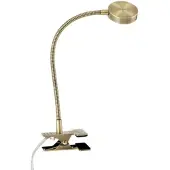 Orion LED-klemmelampe Mira, fleksibel arm, gull
