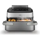 Philips 5000 Series NA565 - Dobbel luftfrityr - 9.5 liter - 2.75 kW - sølv/svart