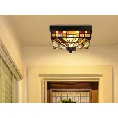 QUOIZEL Inglenook utendørs taklampe, farget glass, 26 cm, IP44