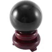 Kepptory 80 mm naturlig svart krystallkule med fot