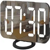 INF Digital vekkerklokke med speilglass - svart