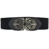 INF Elastisk belte / midjebelte med vakker spenne Black