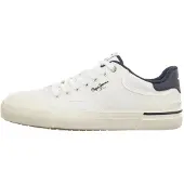 Pepe Jeans for man. PMS300018 Nolan Basic white sneakers (43), Fabric, Flat, Laces, Casual