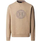 Hackett for man. HM5800112 Beige H Crew Sweatshirt (XL), Casual, Cotton