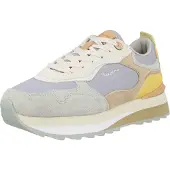 Pepe Jeans for woman. PLS600063 Blue Freya Wave leather sneakers (39), Flat, Split Leather, Laces, Casual