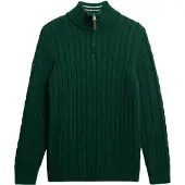 Superdry for man. M6110661B Green Cotton Classic Cable half-zip jumper (L), Casual