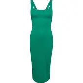 Superdry for woman. W8011461A Knitted midi dress with green square neckline (S), Casual, Modal, Sleeveless / Straps