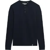 Superdry for man. M6010903A Merchant Store T-shirt Grandad navy (L), Casual, Cotton, Long sleeve
